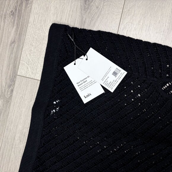 NWT Knix Crochet-Knit Maxi Beach Skirt Cover-Up Black M/L - Picture 7 of 9